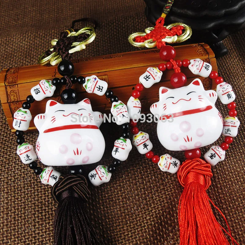 2019 Lucky Cat Hanging Smiling Face Cute Safe Peace Ceramic Fortune
