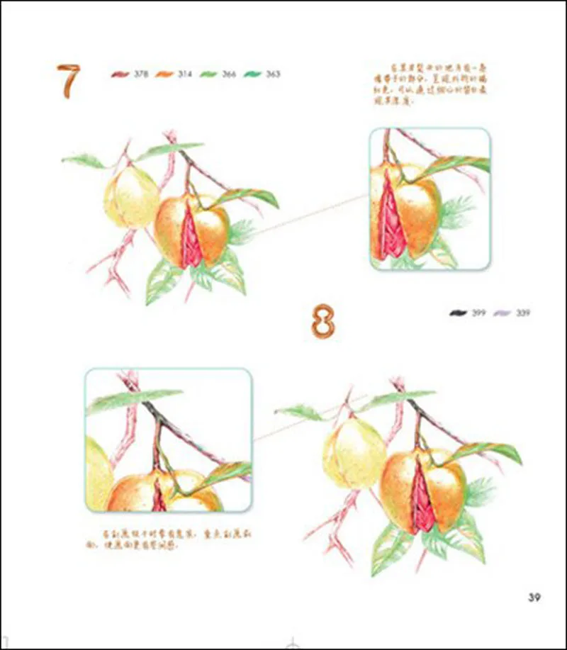 Китайский Цветной карандашный рисунок завод и цветочные картины Книги по искусству книги