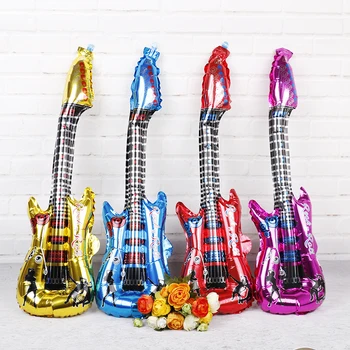 

20pcs/lot 30x80cm colorful cartoon guitar balloons inflatable air globos party supplies kids toys birthday ballons child gifts