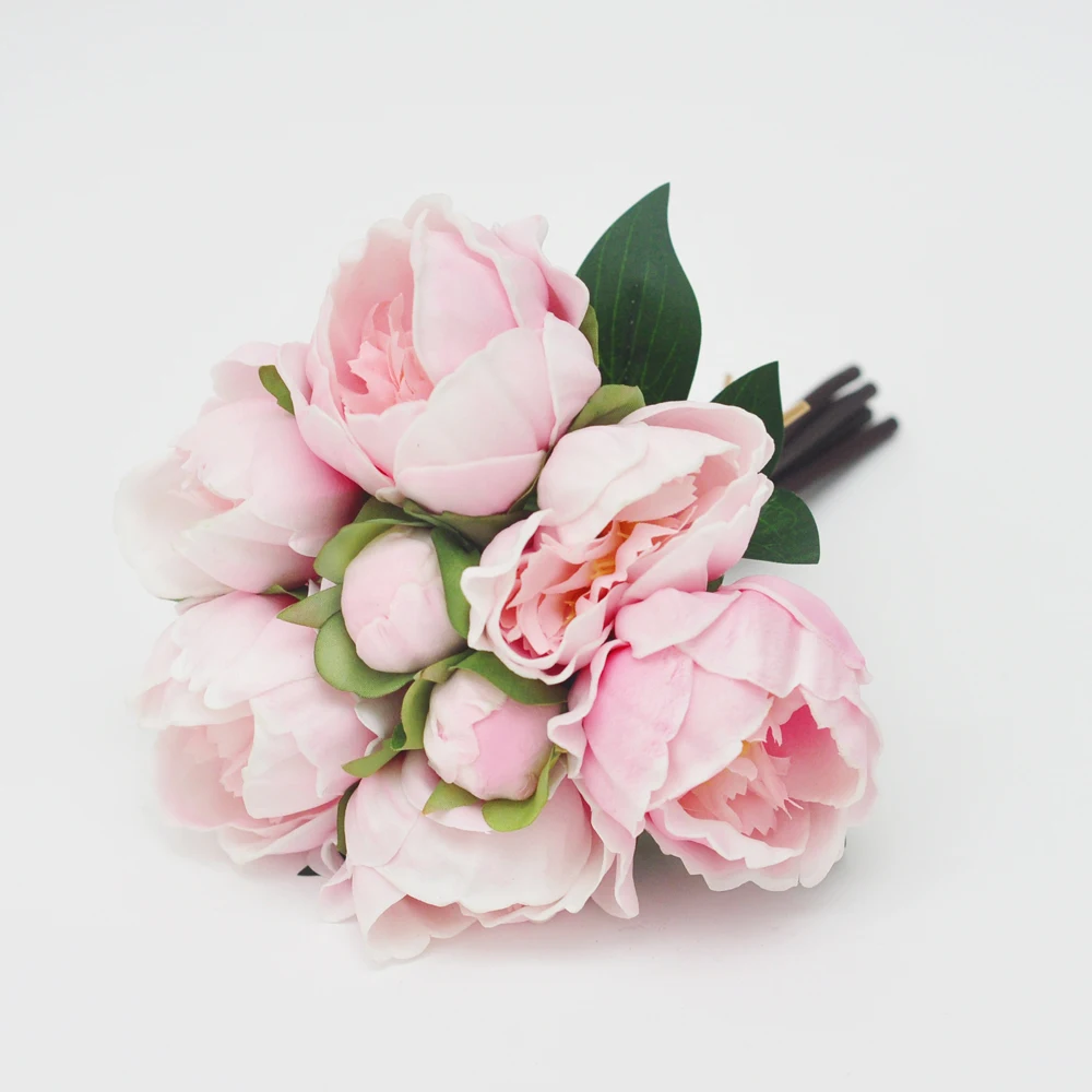 Свадебный цветок, искусственные розы, букет, настоящий на ощупь, пион, 8 цветов, искусственные цветы для украшения свадьбы, домашний декор