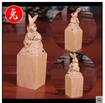 

Carving the seal wood carving of the peach tree Home Crafts -Opening Ceremony Home Crafts Opening Gift Rat cow OX Tiger Rabbit