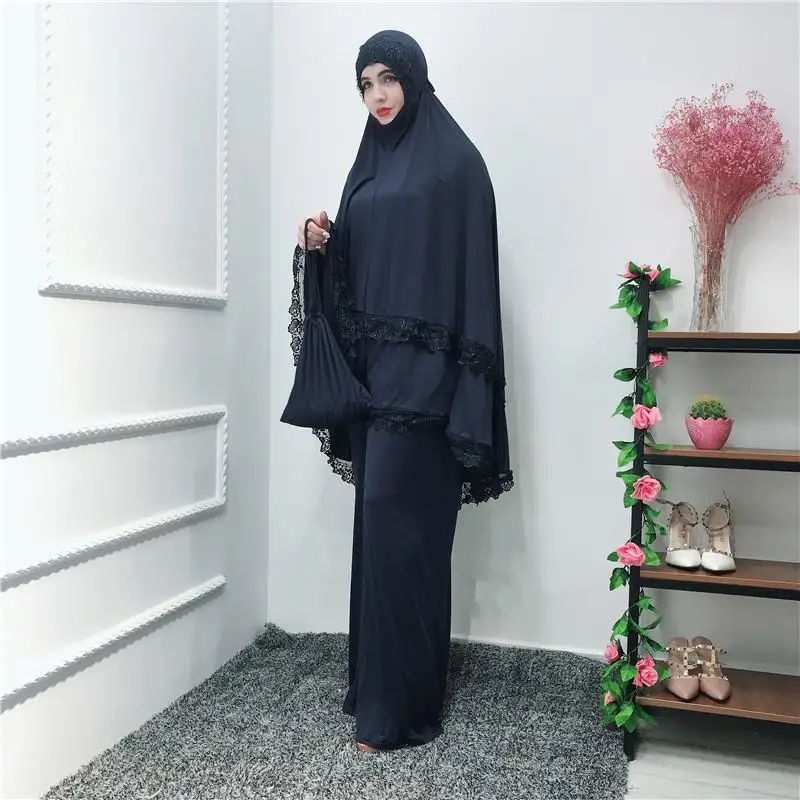 2 шт. abaya Robe Khimar Дубай, Турция мусульманский хиджаб платье кафтан цзилбаб Caftan молитва Исламская одежда Рамадан набор поклонения Халат