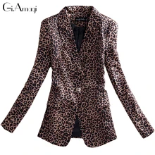Плюс размер 3XL Женская куртка модный костюм складной длинный рукав блейзер с леопардовым принтом на одной пуговице Популярные блейзеры куртки