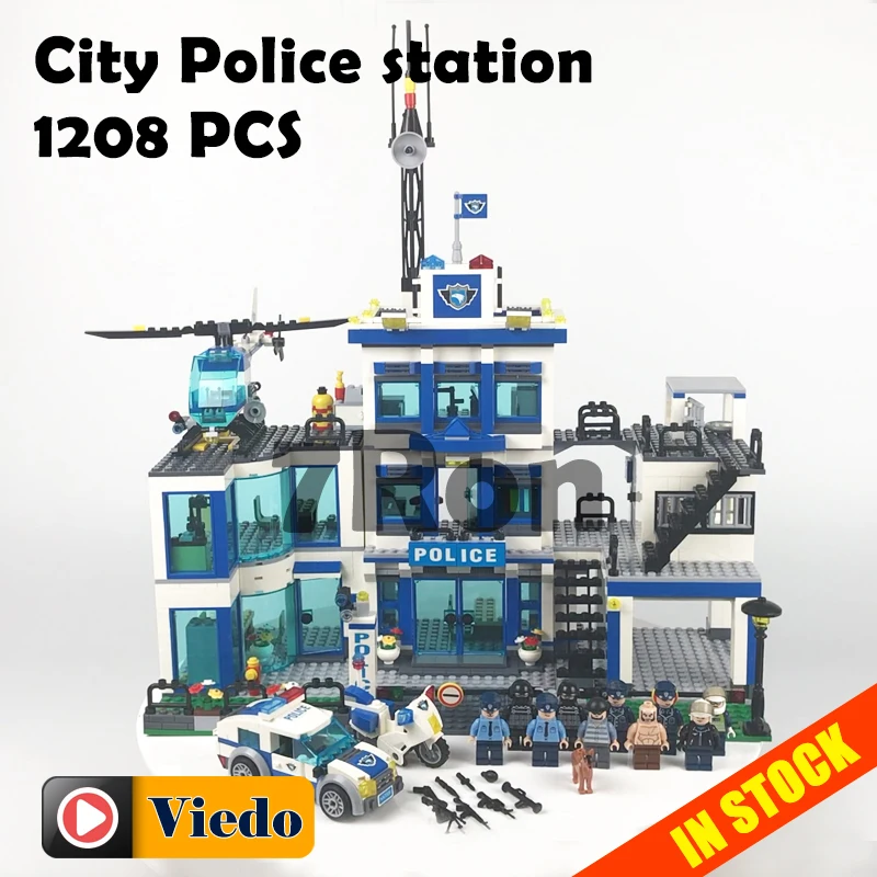 7006 1208pcs Compatible with Lego blocks city Figure City Police headquarter Model building toys hobbies bricks for children