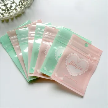 

1000pcs/lot 60x80mm Pink/Green Clear Self Seal Zipper Plastic Retail Packaging Pack Ziplock display Bag Package Hang Hole