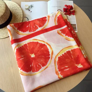 

women luxury brand orange scarf female autumn spring Spain style chic bohemian long fruit head scarf wraps muffler