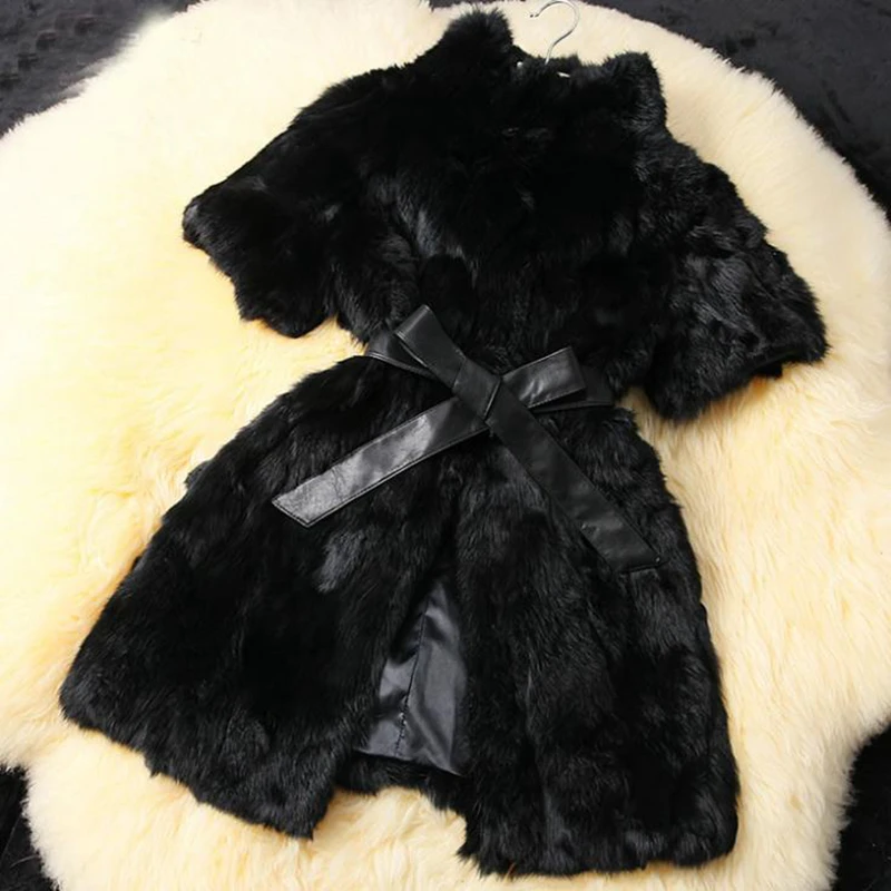 DL7002 Free Shipping Genuine Rabbiat Fur Coats Jackets Women Nature Fur Vest Waistcoat Real Rabbit Fur Vest Plus Size