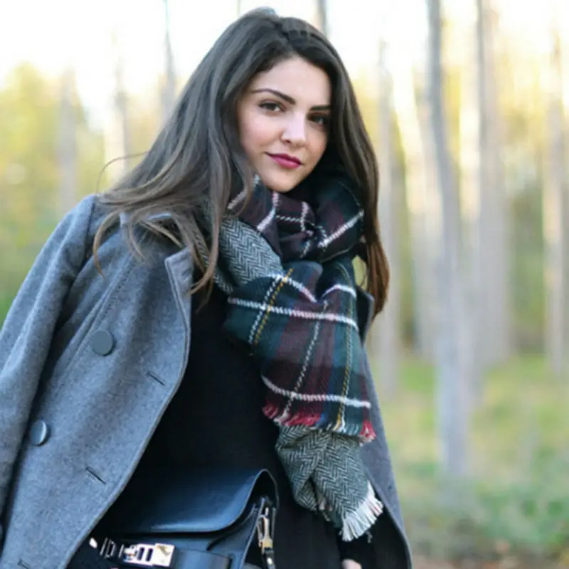 520282134751 Cashmere font b Tartan b font Scarf Plaid Scarf New Designer Unisex Acrylic Basic Shawls
