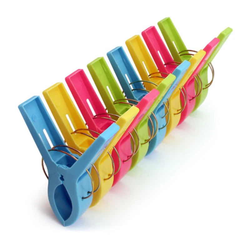 4/8/12pc Clothes Clip Plastic Beach Towel Pegs Large Clips Clothes Windproof Pegs Travel Accessory Color Random