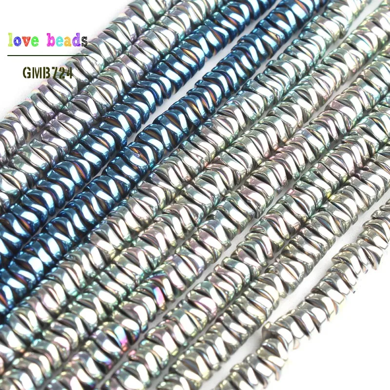 

4mm Natural Gold Blue Green Hematite Stone Round Loose Spacer Beads for Jewelry Making DIY Bracelet 15'' Strand