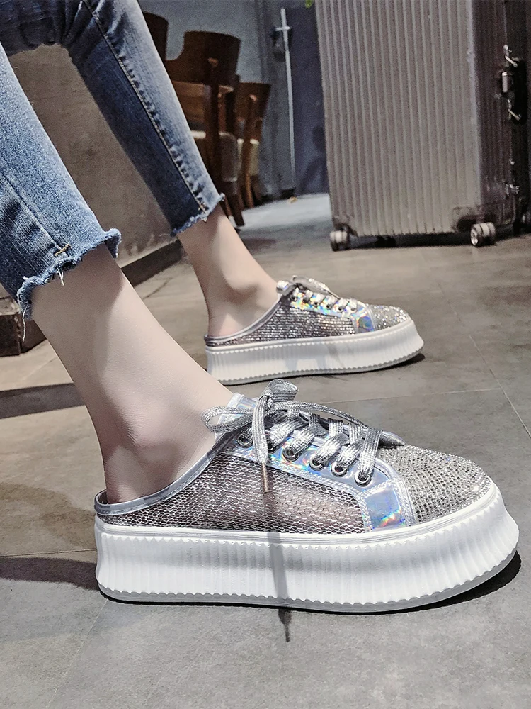 

Net red slippers female summer wear 2019 new Korean version of casual wild thick bottom without heel lazy shoes