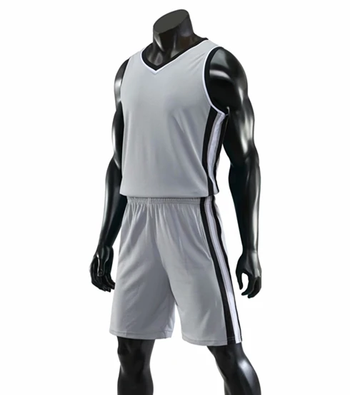 ZMSM детский баскетбольный трикотаж для взрослых мужчин с v-образным вырезом баскетбольный жилет двойной карман шорты тренировочная форма детская спортивная одежда JY824 - Цвет: Серый