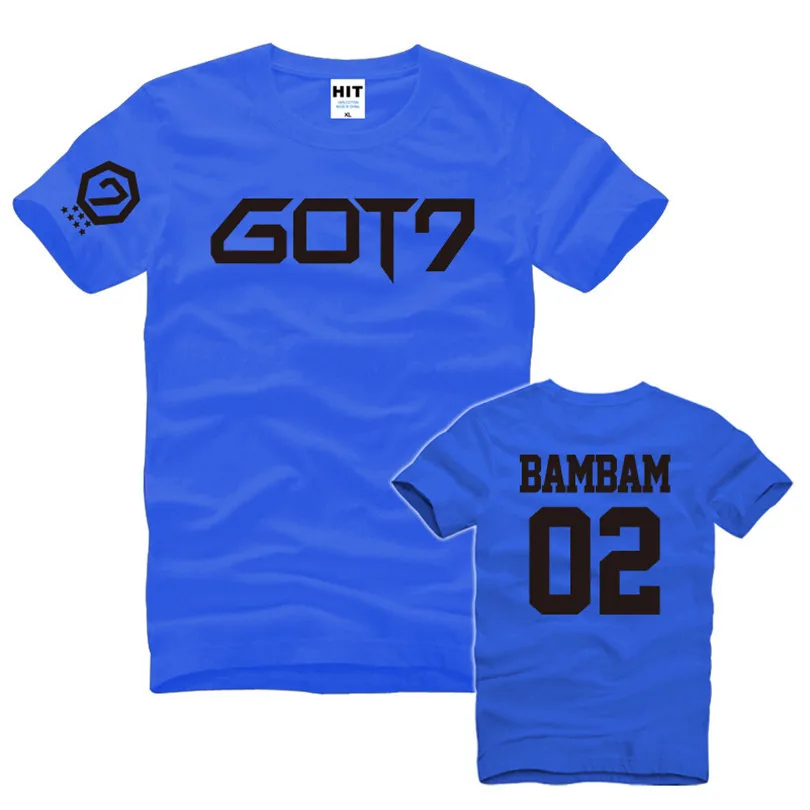 GOT7 BAMBAM 02 인쇄 남성 T 셔츠 티셔츠 패션 2016 새로운 짧은 소매 O 목 코튼 Tshirt 티 Camisetas Masculina