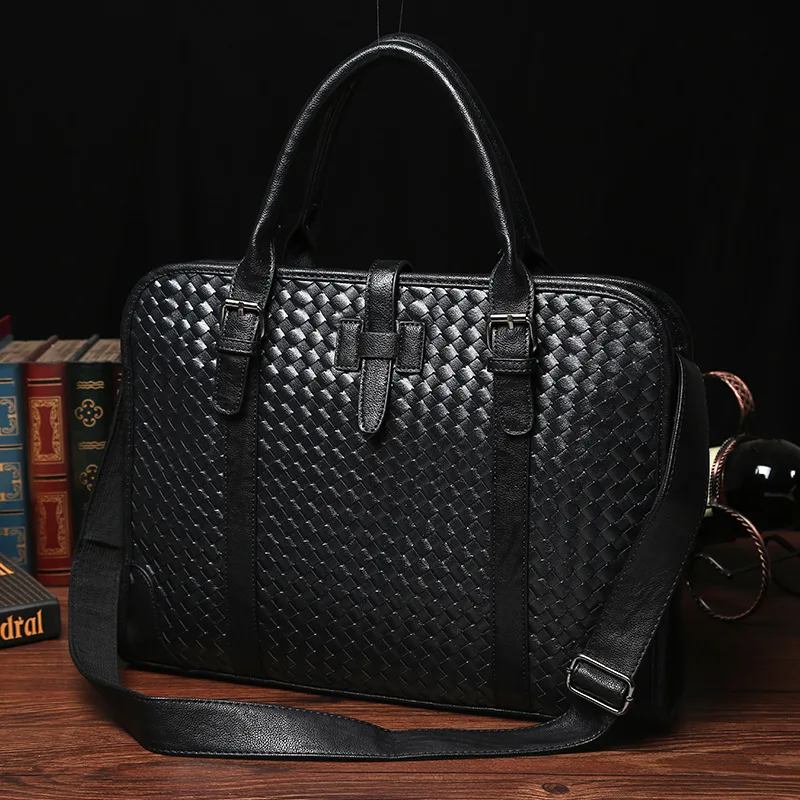 2016 New Fashion Men s Business Handbag Fashion PU Leather Handbag Briefcase Men Tide Tote Bag