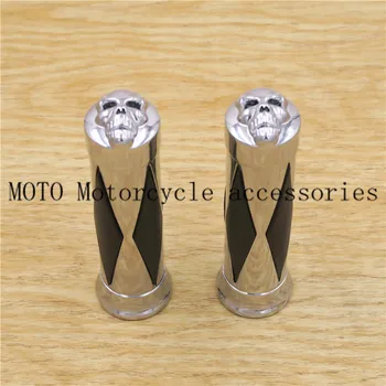 

skull rubber hand grips For Harley XL 883 1200 Fat boy Magna 250 Steed VLX 400/600 VTX1800 Shadow 400 750