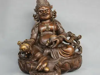 

18'' Tibetan Buddhism Yellow Jambhala God Of Wealth Buddha Bronze Statue