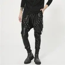 Черные мужские шаровары больших размеров для пения, танцев наряд для ночного клуба или бара DJ DS шоу наряд кожаные брюки модные брюки