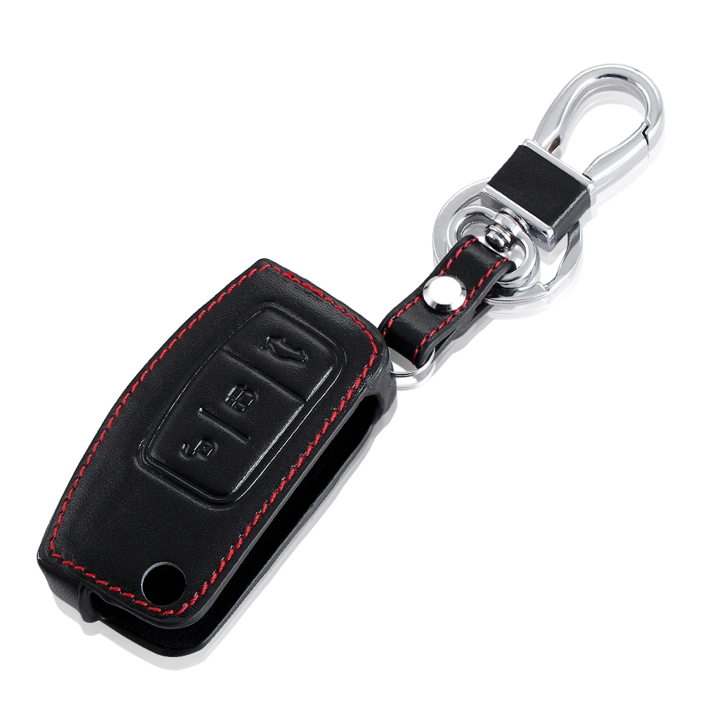 

High quality leather key chain ring cover case holder For Ford Focus 2 MK2 fusion accessories