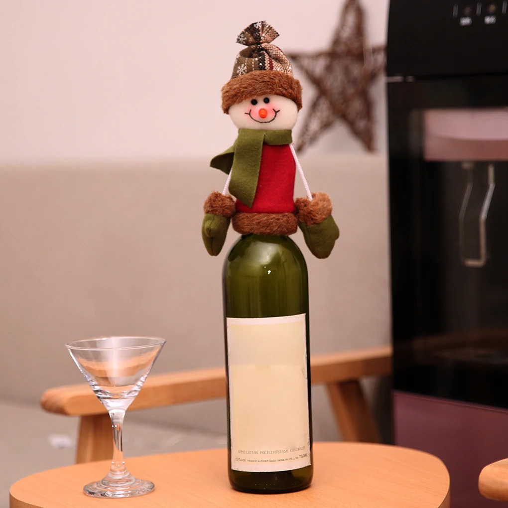 

Christmas Xmas Santa Snowman Wine Champagne Bottle Cover Cap Topper Decoration Reindeer Desk Travel Picnic Festival Holiday Gift