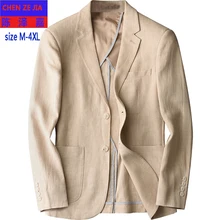 Новое поступление Осенняя мода высокого качества натуральный рами хаки костюм повседневное Мужское пальто однобортный Плюс Размер M L XL 2XL 3XL 4XL