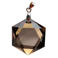 Natural Smoky quartz Quartz big satellite pendant facets with free rope 1