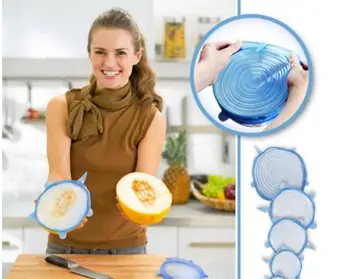 

Party Favors 6 sets of silicone stretch cover fruit and vegetable fresh-keeping film multifunctional fresh-keeping bowl cover