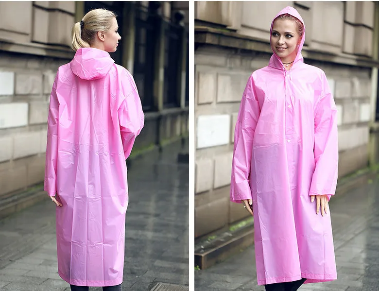 11.Fashion Adult Women Raincoat Rain jacket Outdoor Travel Eva Transparent Rain Gear Poncho Coat Waterproof Long Rainwear