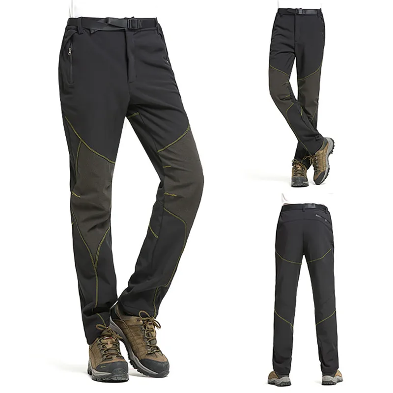 Hombres senderismo pantalones de lana de invierno impermeable al aire libre pantalones Softshell pantalones Camping pesca senderismo escalada pantalones Plus tamaño Hombres senderismo pantalones de lana de invierno impermeable al aire libre pantalones Softshell pantalones Camping pesca senderismo escalada pantalones Plus tamaño