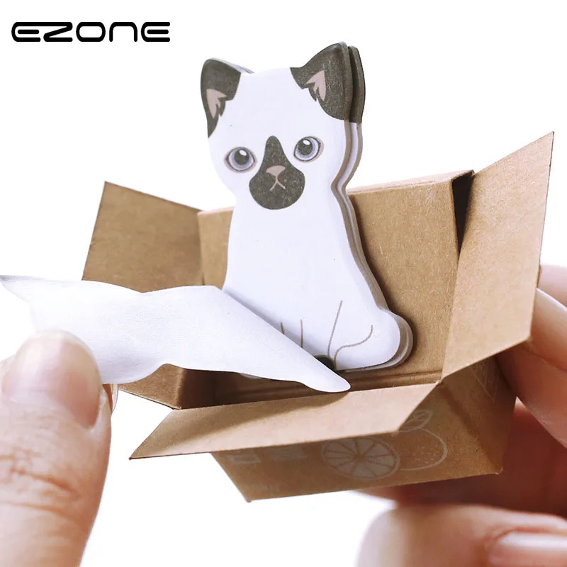 

EZONE Cute Cat Memo Pad Stickers Self-Adhesive Sticky Notes Writing Paper Notepad Office School Supplies Kawaii Stationery