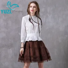 Женские блузки Yuzi. may Boho новые хлопковые Блузы со стоячим воротником и длинным рукавом с оборками Emrboidery женские рубашки B9216 женские топы