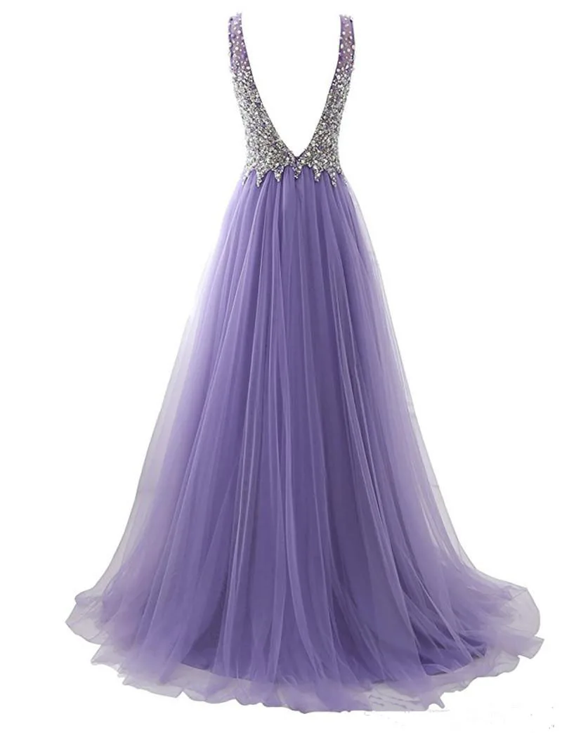 Robe de Soiree сиреневое длинное вечернее платье с v образным вырезом 2017 Элегантное