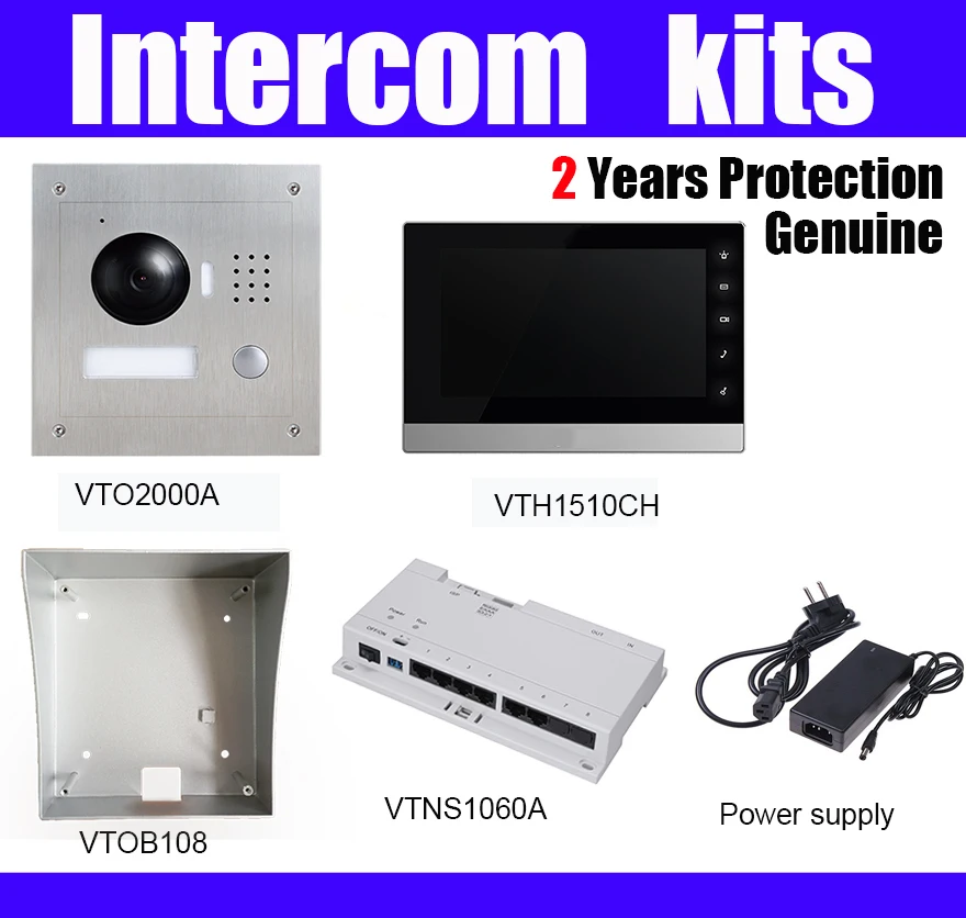

Intercom Kits VTH1510CH VTO2000A VTNS1060A VTOB108 Video Intemcom System