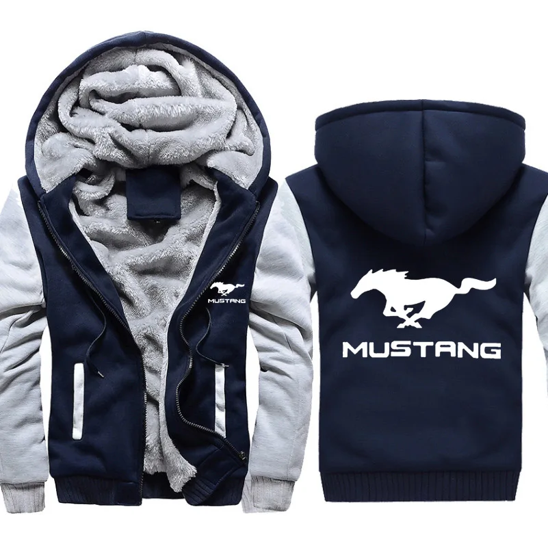 Толстовки для мужчин Mustang автомобиль логотип печати куртка для мужчин s толстовки Зимний толстый теплый флис хлопок молния одежда реглан мужской спортивный костюм