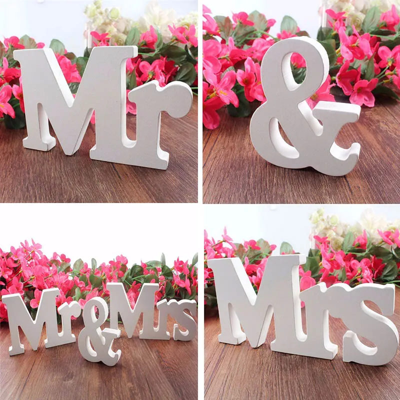 

new fashion Wooden Letters Ornament Mr & Mrs Wedding Desk Decoration Birthday aniversery Present Wedding Table Centrepiece Decor