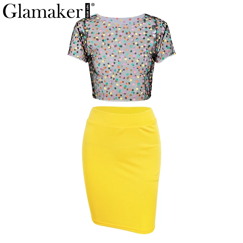 Glamaker костюм из двух частей в горошек сексуальное платье женское ...