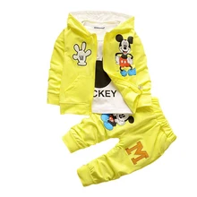 New 2017 Spring Autumn children boys girls clothing sets blue red yellow clothes coat+T shirt pant baby kids 3pcs suit