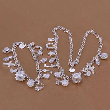 

Factory price top quanlity Silver Plated jewelry sets 925 silver necklace bracelet earring free shipping SMTS074