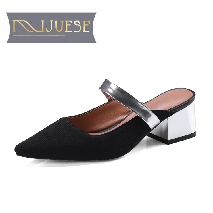 MLJUESE 2018 женские тапочки летние из натуральной кожи MaryJanes без шнуровки с острым