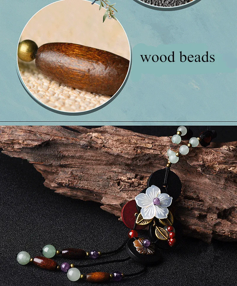 Yanting Long Boho Necklace Women Statement Necklaces Shell Flower Colorful Natural Stone Necklaces For Women Wood Accessories 037 (7)