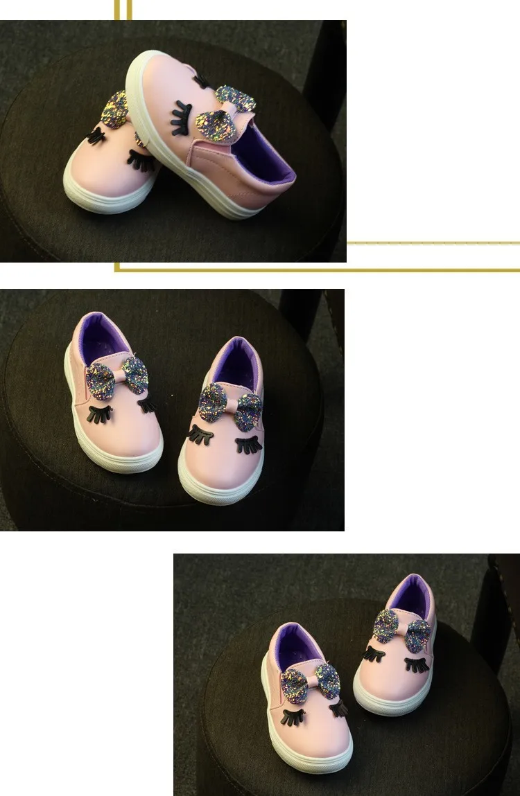 Весенне-осенняя спортивная обувь для девочек Милая блестящая детская обувь для бега из искусственной кожи с бантом Детские повседневные кроссовки для детей от 2 до 9 лет