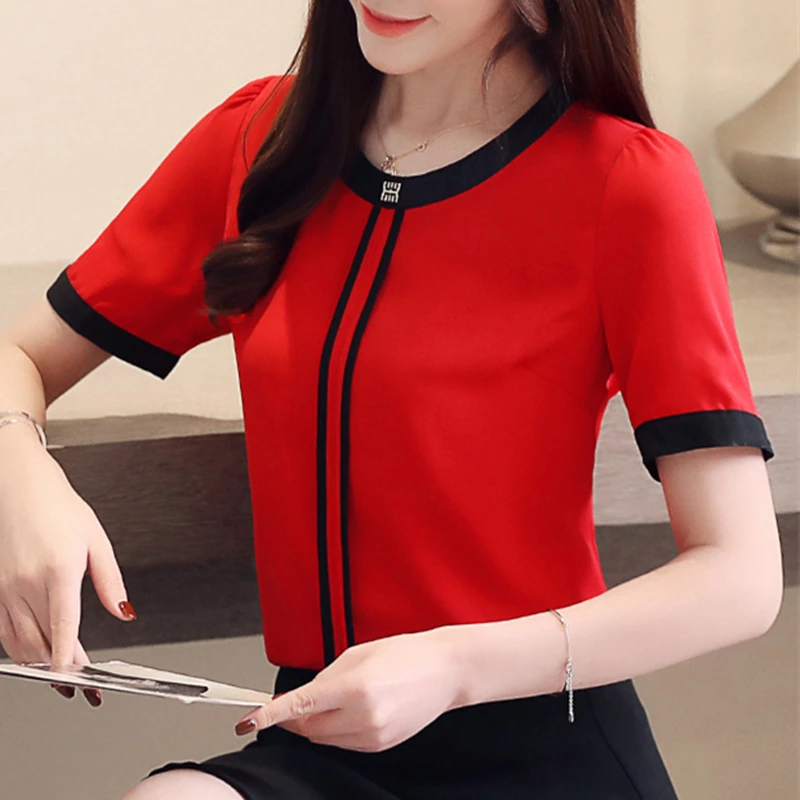 

Korean Fashion Chiffon Women Blouses OL Summer Loose White Shirts Work Wear Blusas Feminina Ladies Tops Plus Size XXXL