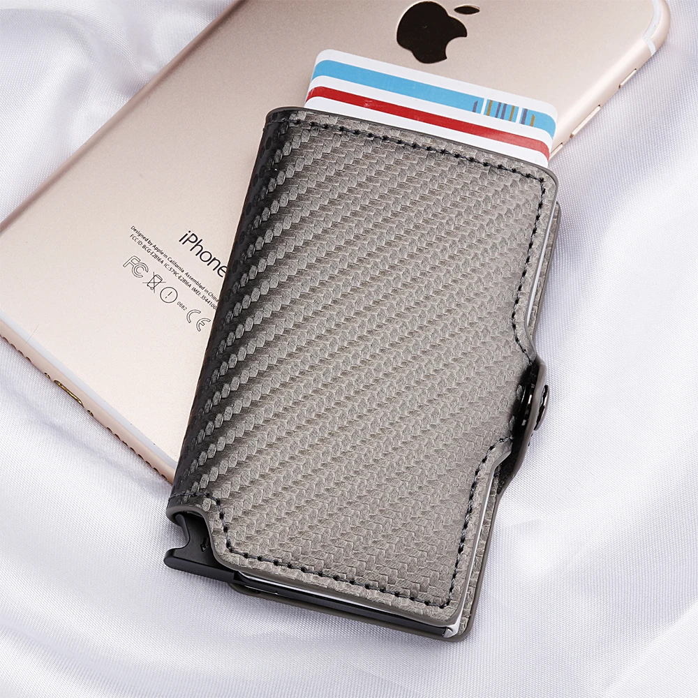 Casekey Luxury Carbon Fiber Mini Pop Up Rfid Wallet for Men Slim Leather Business ID Credit Card Pocket Holder Wallet Casekey Luxury Carbon Fiber Mini Pop Up Rfid Wallet for Men Slim Leather Business ID Credit Card Pocket Holder Wallet