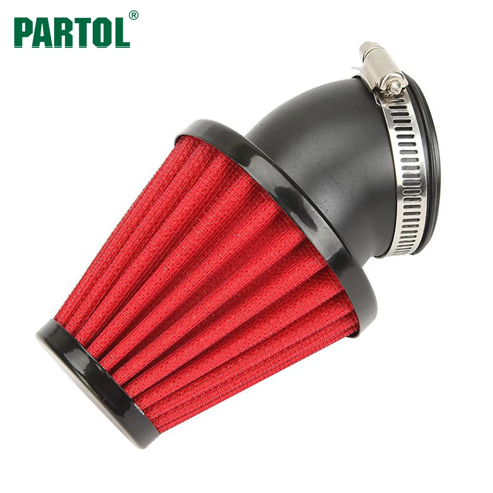 Partol Motorcycle Air Filter 48mm Universal Red Air Cleaner Intake