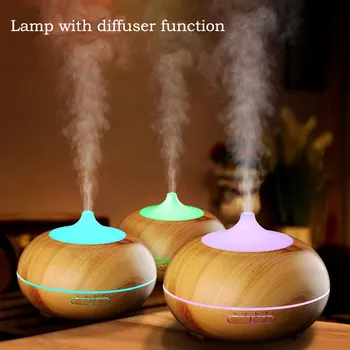 

Night light decorative led lamp plug desk table 300ml Diffuser Wood Grain Cool Mist Humidifier for Office Home blub