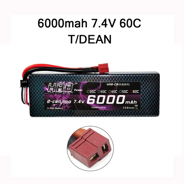 HRB 2S 7.4V 6000mAh 60C Hardcase Lipo