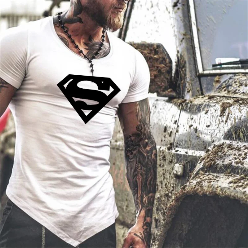 Brand Cotton men Clothing Male Slim Fit t shirt Man fitness T-shirts Casual T-Shirts superman print mens gyms tops tees Brand Cotton men Clothing Male Slim Fit t shirt Man fitness T-shirts Casual T-Shirts superman print mens gyms tops tees