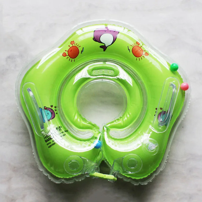 Green Neck Float Детские аксессуары для плавания, кольцо для шеи, безопасная трубка для младенцев, круг для купания, надувной фламинго, Прямая поставка воды - Цвет: Green Neck Float