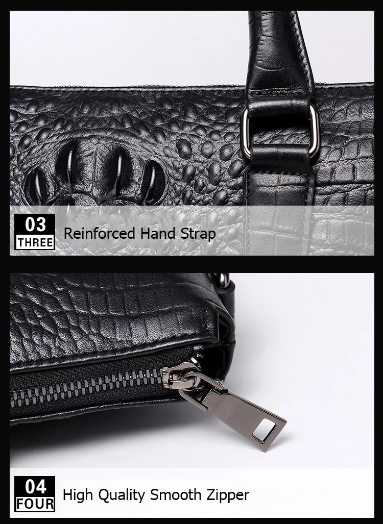 Новый бренд для мужчин сумка из натуральной кожи молния s Бизнес Мужские портфели аллигатора узор из воловьей кожи мягкая ручка 14 "15"