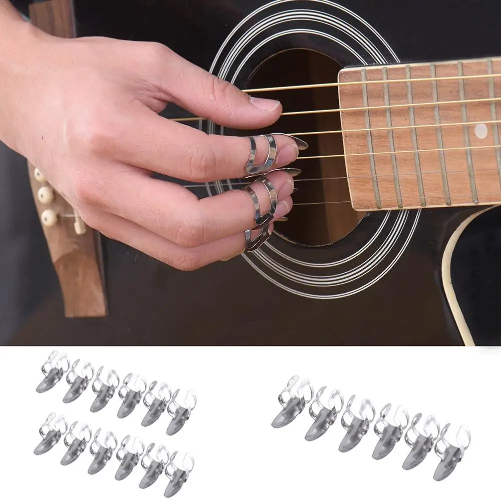 12Pcs/Set Stainless Steel Guitar Pick Finger Forefinger