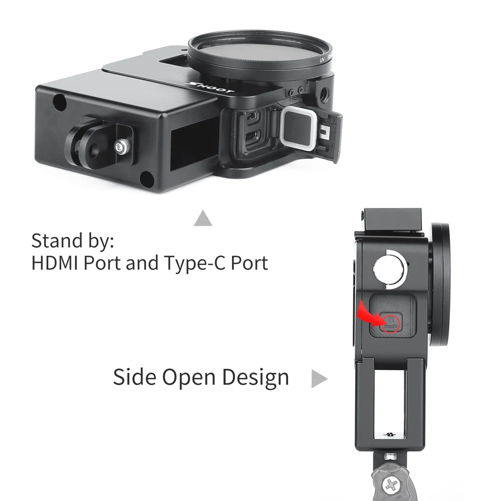Защитный чехол-клетка для GoPro Hero 7, 6, 5 с черным креплением для микрофона, чехол для корпуса, чехол для холодной обуви